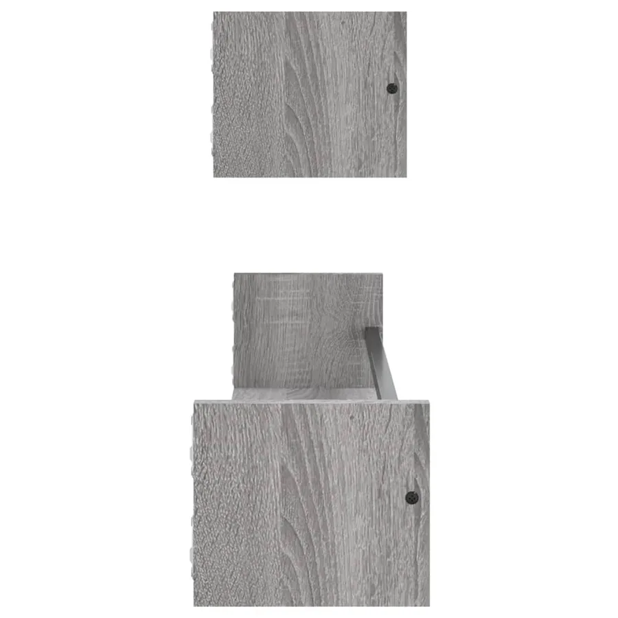 Étagères murales avec barres 2 pcs sonoma gris 80x16x14 cm - 5