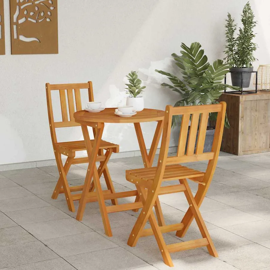 Ensemble bistrot 3 pcs Huile Naturelle Bois d'Acacia Massif - 4