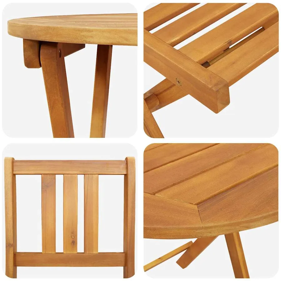 Ensemble bistrot 3 pcs Huile Naturelle Bois d'Acacia Massif - 9