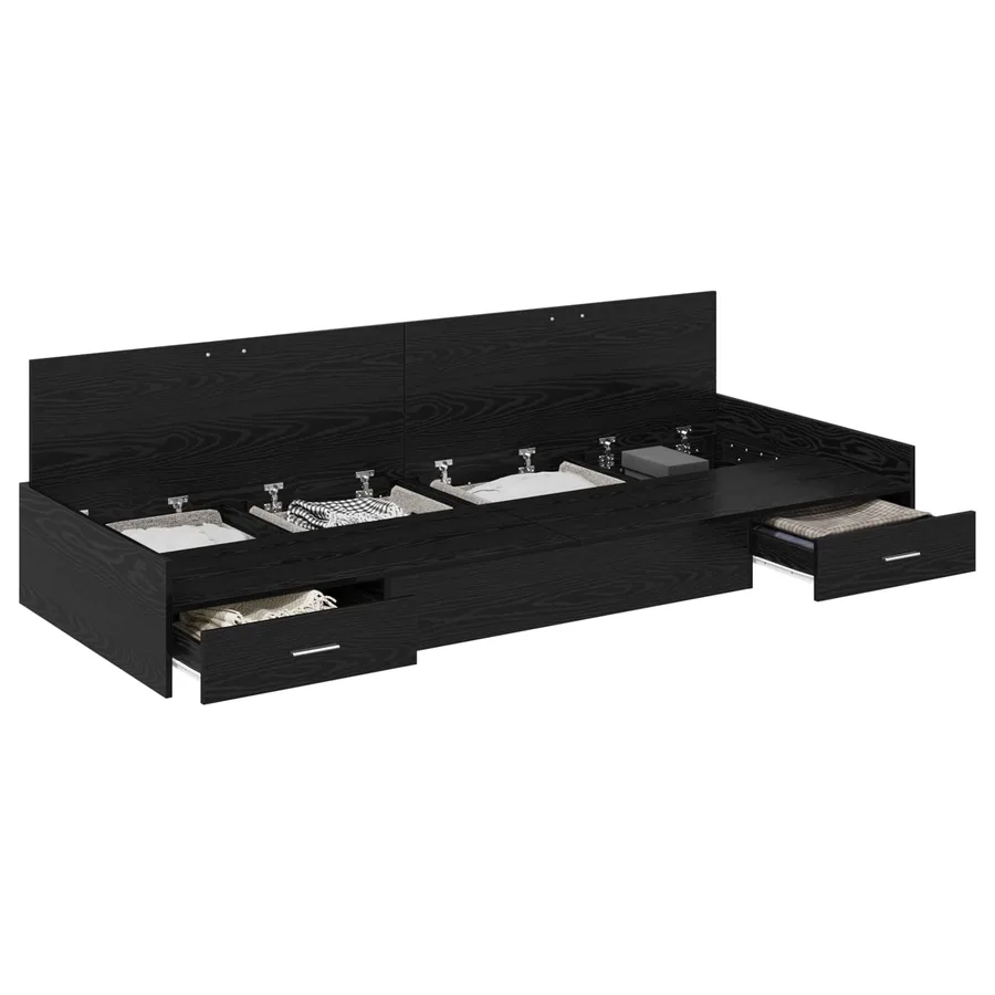 Cadre de lit Chêne noir 80 x 200 cm Bois d'ingénierie - 2