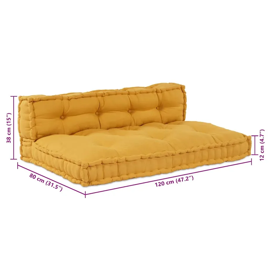 Coussin de canapé sur palette 2 pcs Jaune 120 x 80 x 38 cm - 8