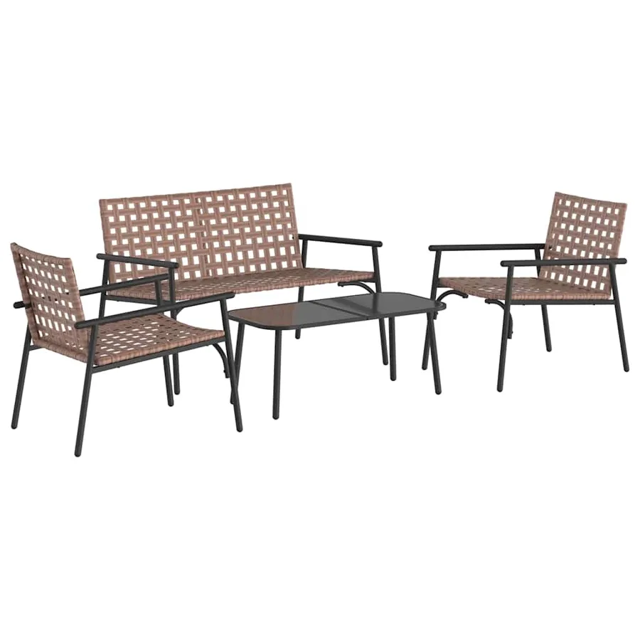 Ensemble de salle à manger pour jardin 4 pcs Marron polyrotin - 2