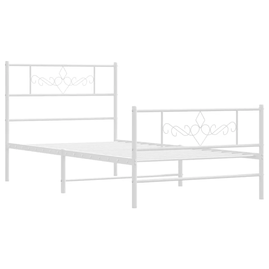 Cadre de lit métal sans matelas et pied de lit blanc 100x200 cm - 3