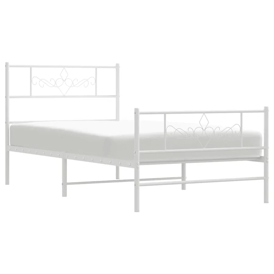 Cadre de lit métal sans matelas et pied de lit blanc 100x200 cm - 5