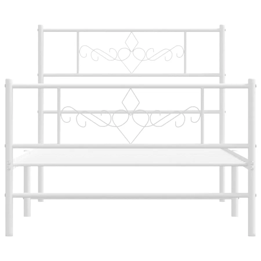Cadre de lit métal sans matelas et pied de lit blanc 100x200 cm - 6