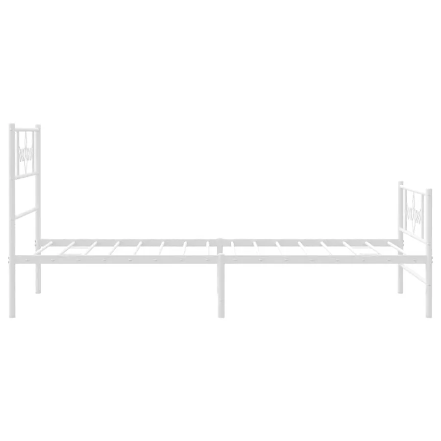 Cadre de lit métal sans matelas et pied de lit blanc 100x200 cm - 7