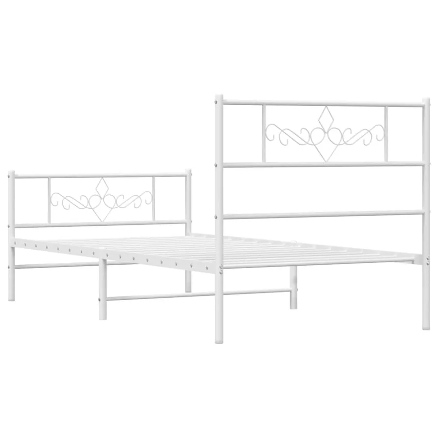 Cadre de lit métal sans matelas et pied de lit blanc 100x200 cm - 8