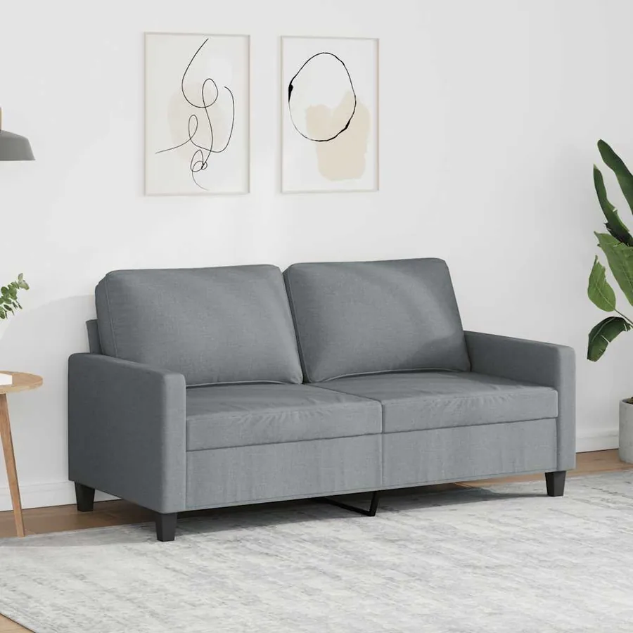 Canapé à 2 places Gris clair 140 cm Tissu