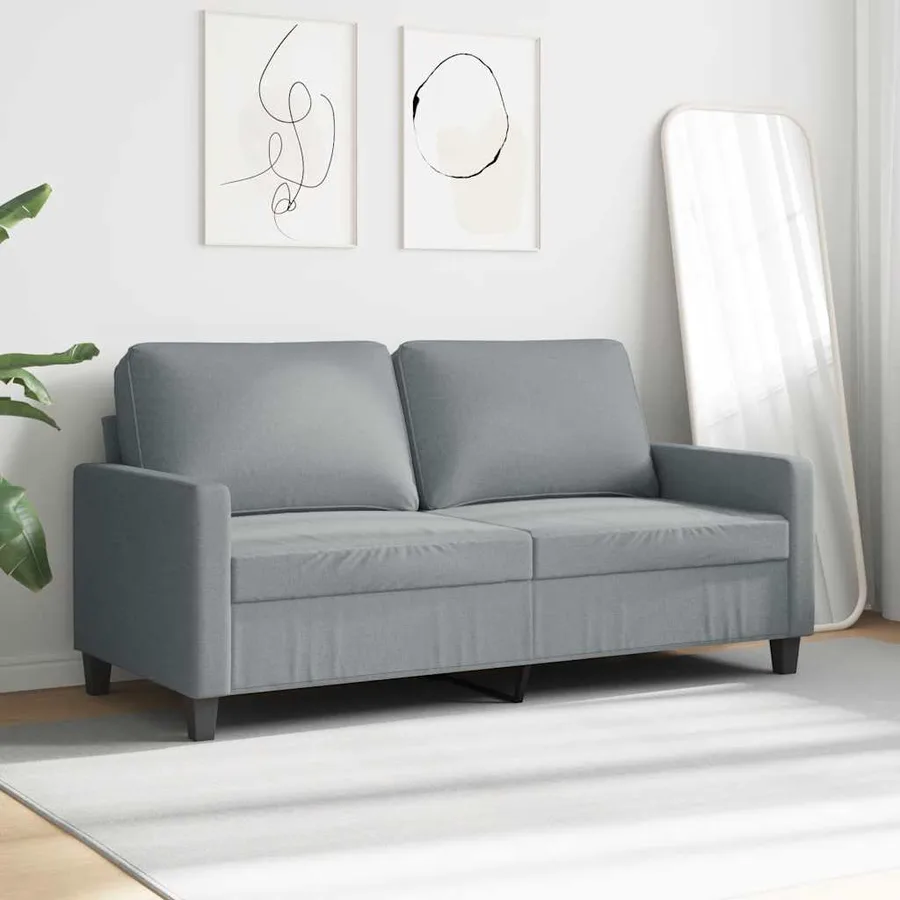 Canapé à 2 places Gris clair 140 cm Tissu - 3