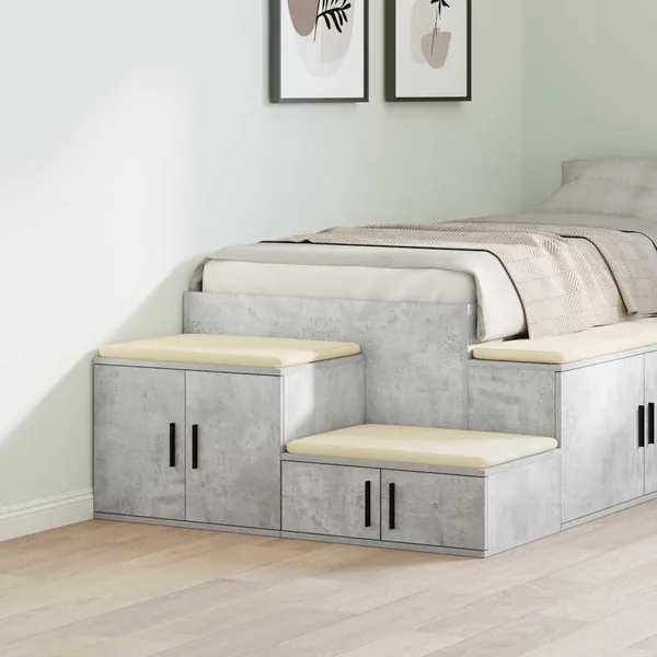 Armoire de rangement 2 pcs Gris béton 118 x 41 x 40 cm
