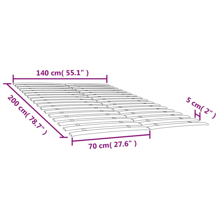 Lattes de rechange pour sommier avec 34 lattes, 2 pièces, 70 x 200 cm - 6