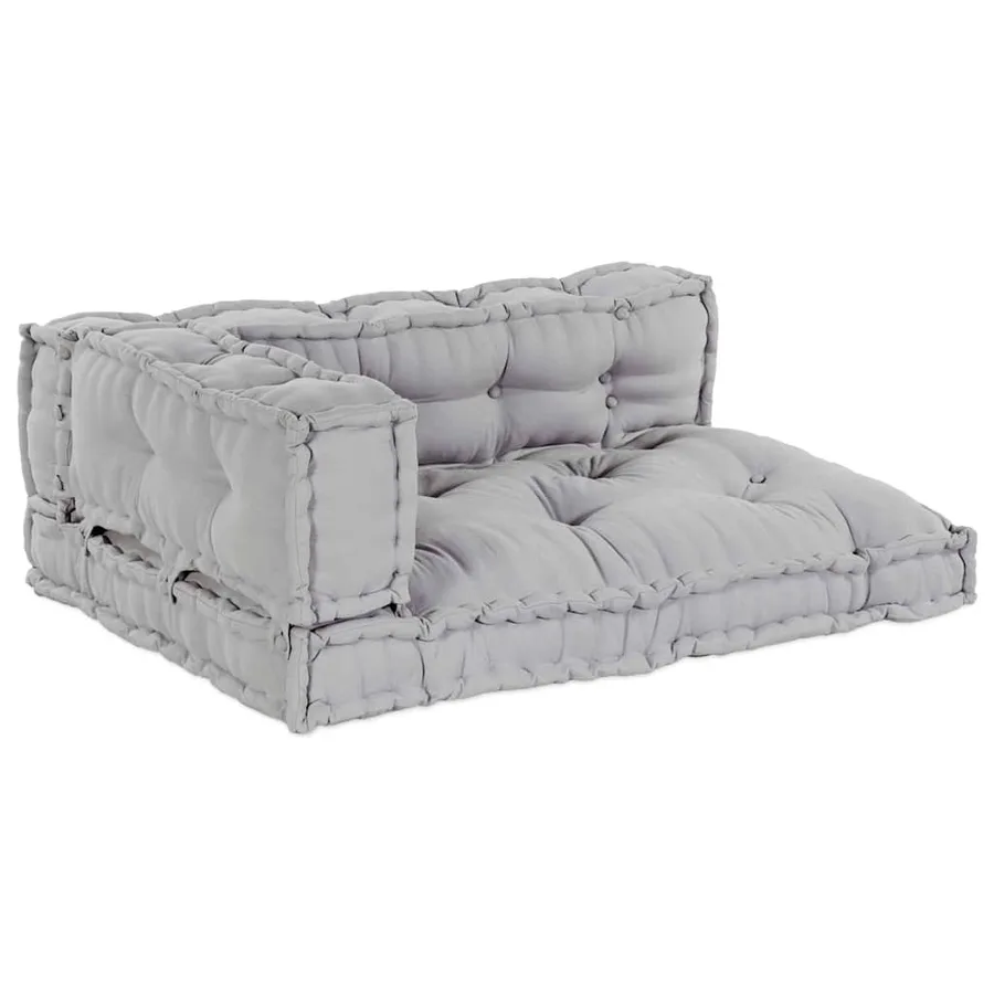 Coussin de canapé sur palette 3 pcs Gris 120 x 80 x 38 cm Tissu - 2