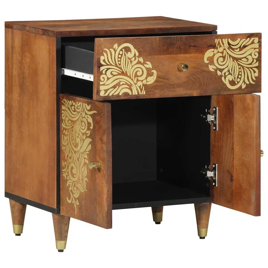 Cabinet de chevet avec porte Marron miel 50 x 33 x 60 cm - 2
