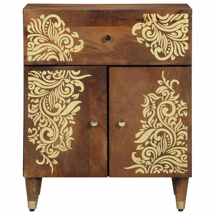 Cabinet de chevet avec porte Marron miel 50 x 33 x 60 cm - 3