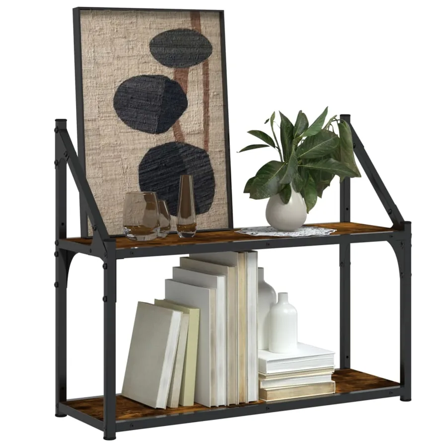 Étagère murale 2 niveaux chêne fumé 60x21x51 cm - 3