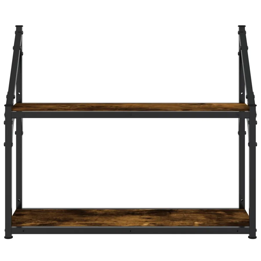 Étagère murale 2 niveaux chêne fumé 60x21x51 cm - 4