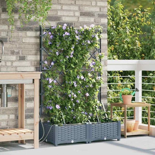 Cache-pot de jardin 2 pc Gris clair 80 x 40 x 126 cm PP