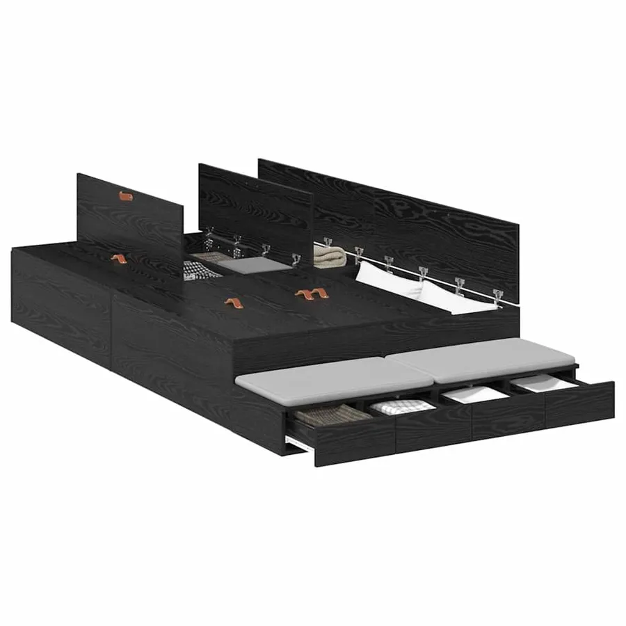 Cadre de lit avec rangement Chêne noir 120 cm Bois d'ingénierie - 3