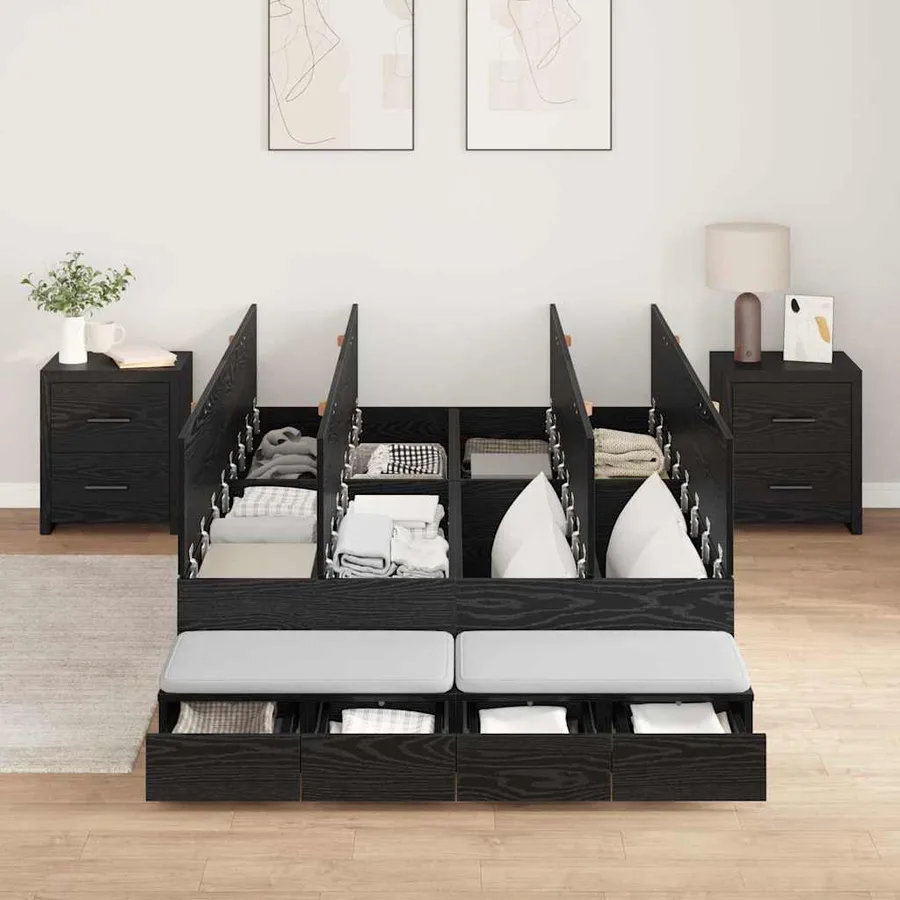 Cadre de lit avec rangement Chêne noir 120 cm Bois d'ingénierie - 4