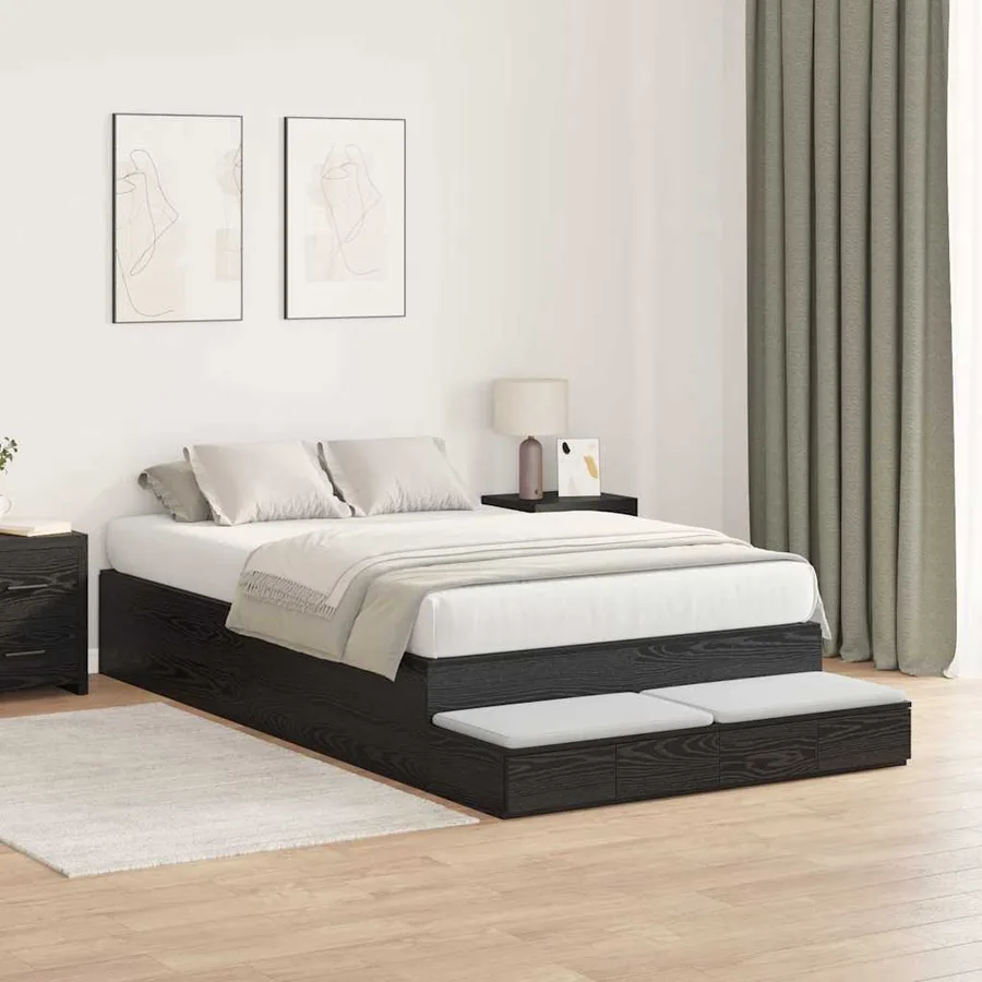 Cadre de lit avec rangement Chêne noir 120 cm Bois d'ingénierie - 5