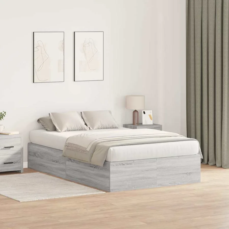 Cadre de lit avec rangement Gris Sonoma 120 x 190 cm