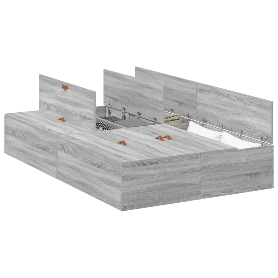 Cadre de lit avec rangement Gris Sonoma 120 x 190 cm - 2