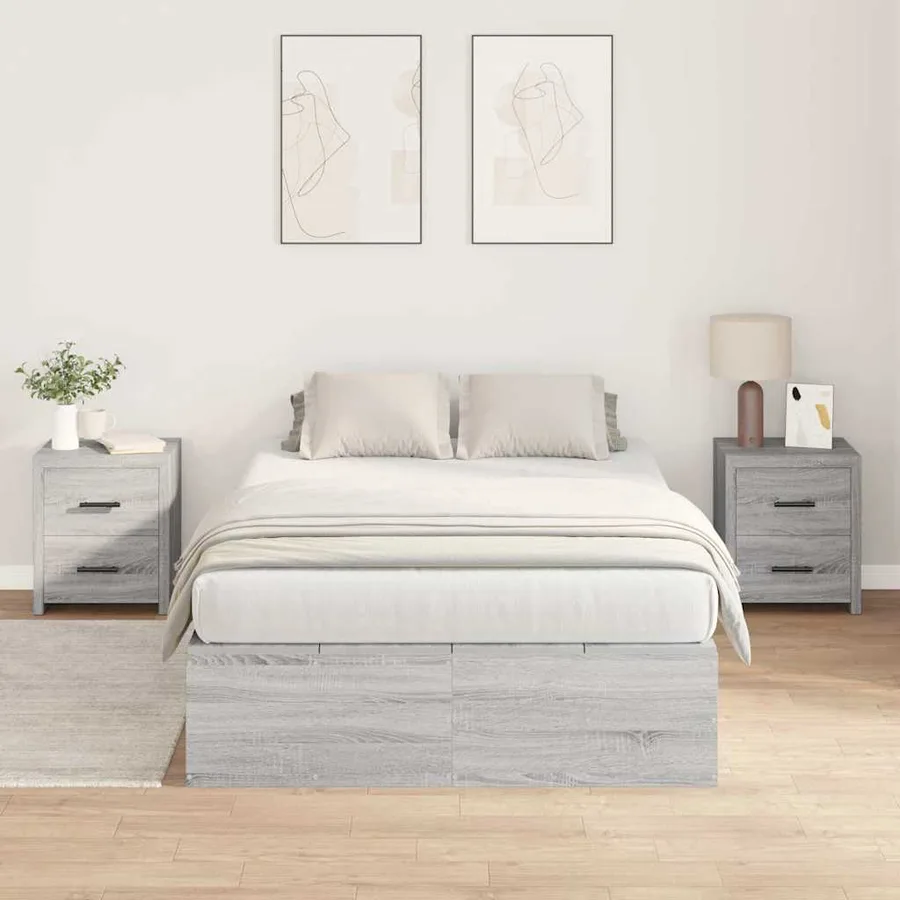 Cadre de lit avec rangement Gris Sonoma 120 x 190 cm - 4
