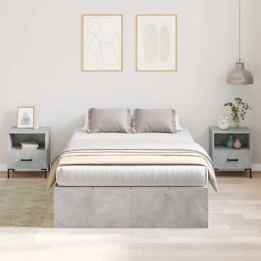Cadre de lit avec rangement Gris béton 120 x 190 cm - 4