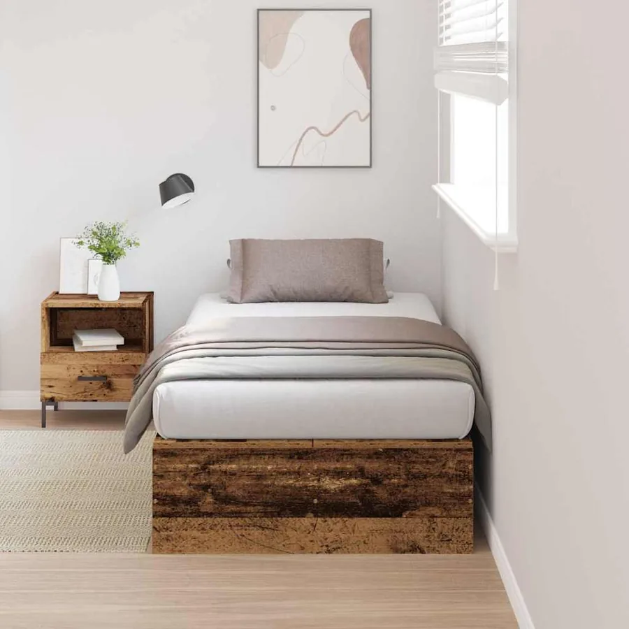 Cadre de lit avec rangement Bois Ancien 90 x 190 cm