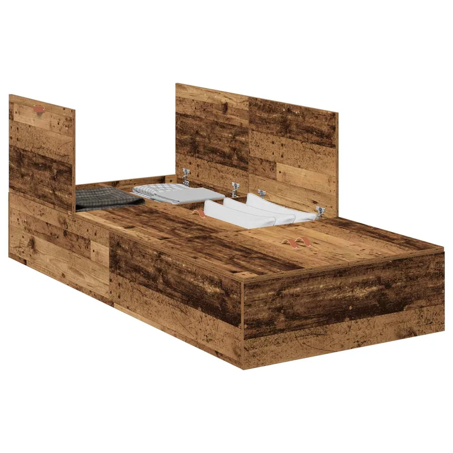 Cadre de lit avec rangement Bois Ancien 90 x 190 cm - 2