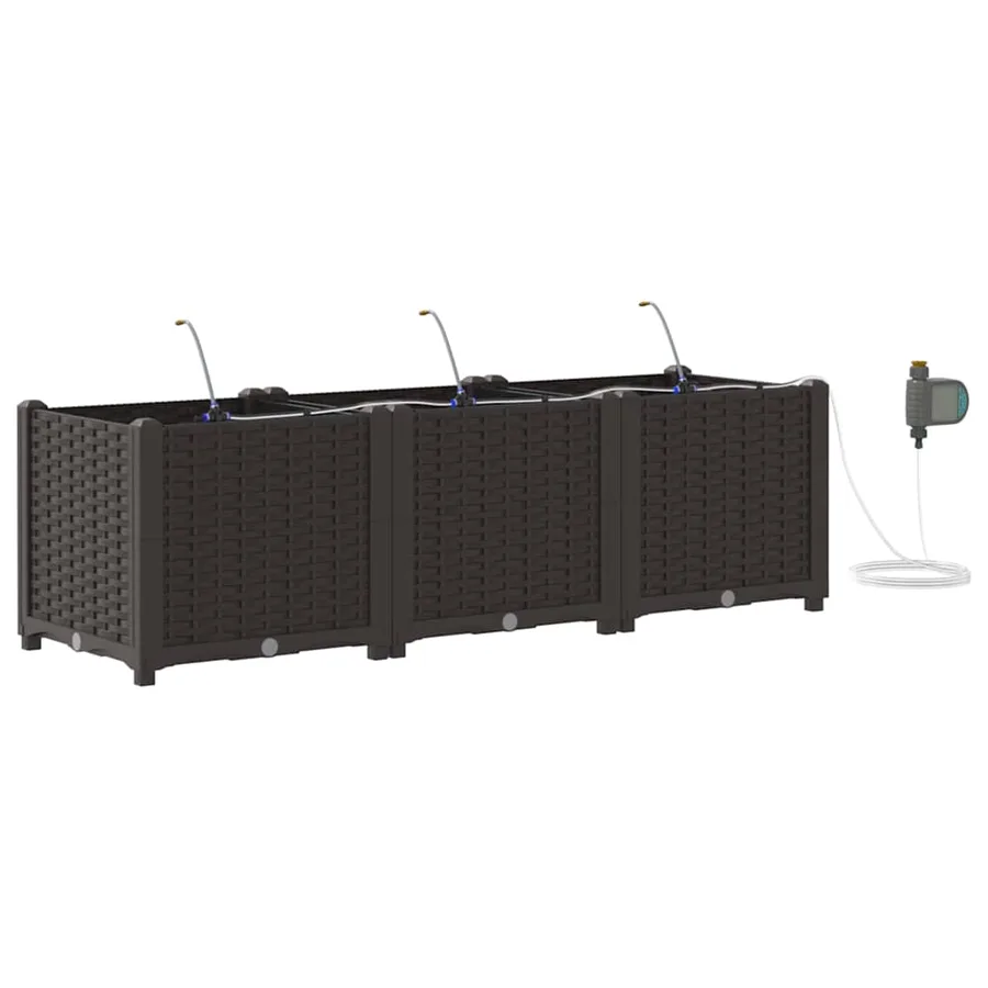 Cache-pot de jardin 3 pc Marron 120 x 40 x 37,5 cm PP - 2