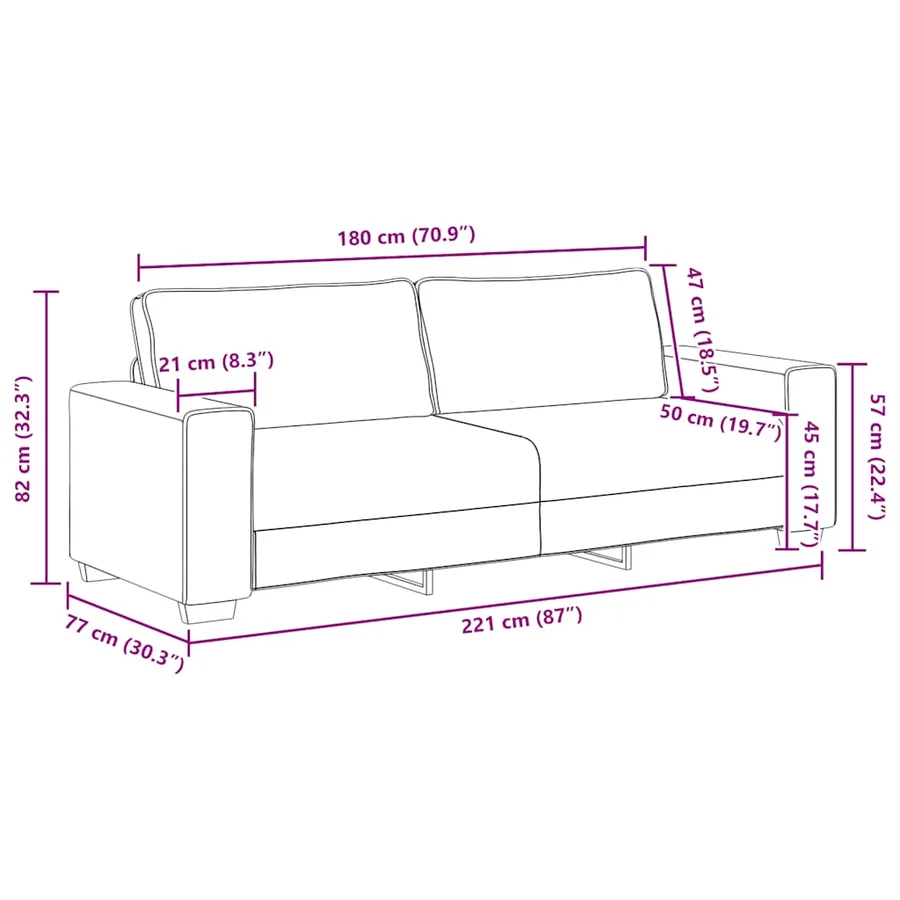 Ensemble de canapé 3 pcs avec coussins en tissu crème - 13