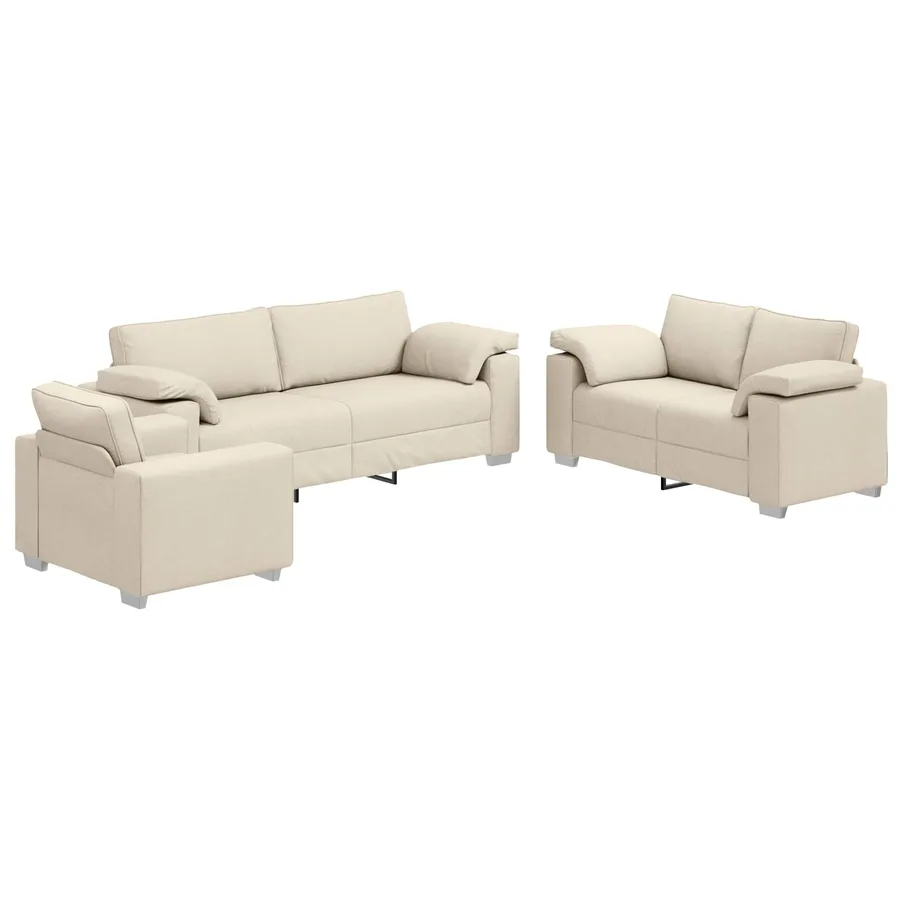 Canapé 2 pcs Beige 219 x 80 x 82 cm Tissu en lin mélangé - 2