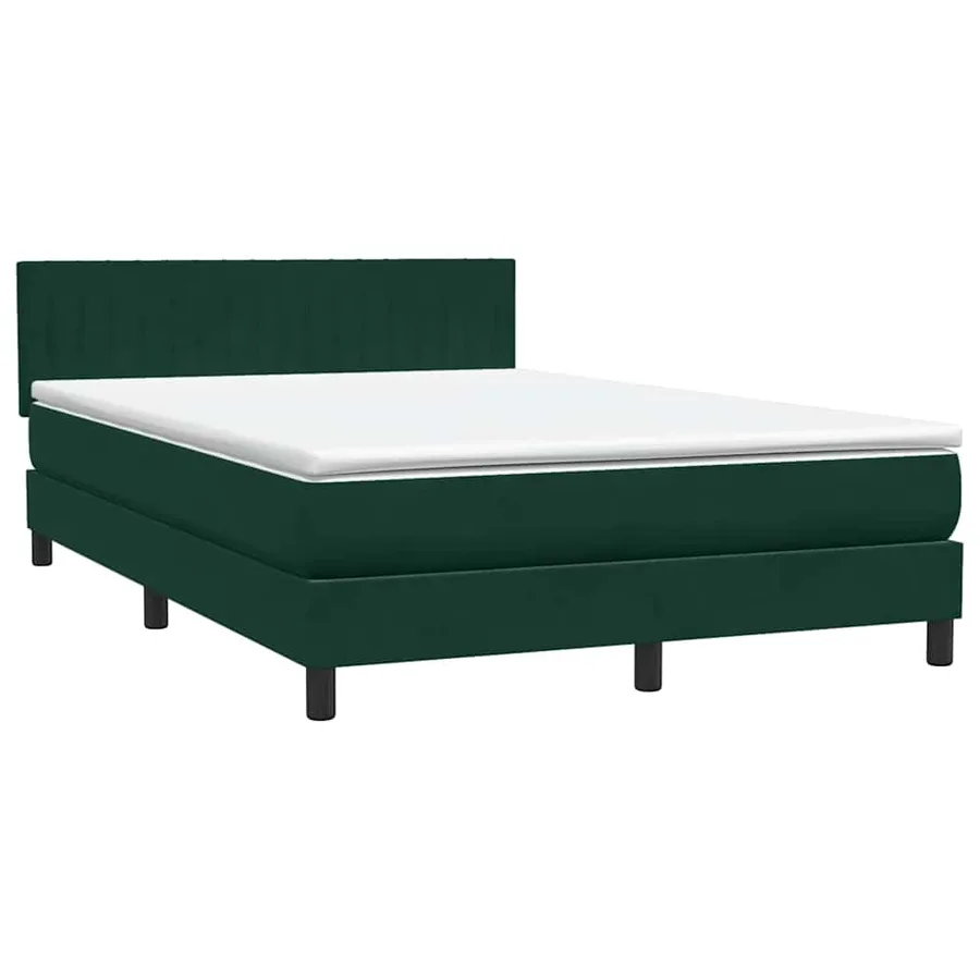 Sommier à lattes de lit et matelas vert foncé 140x210cm velours - 2