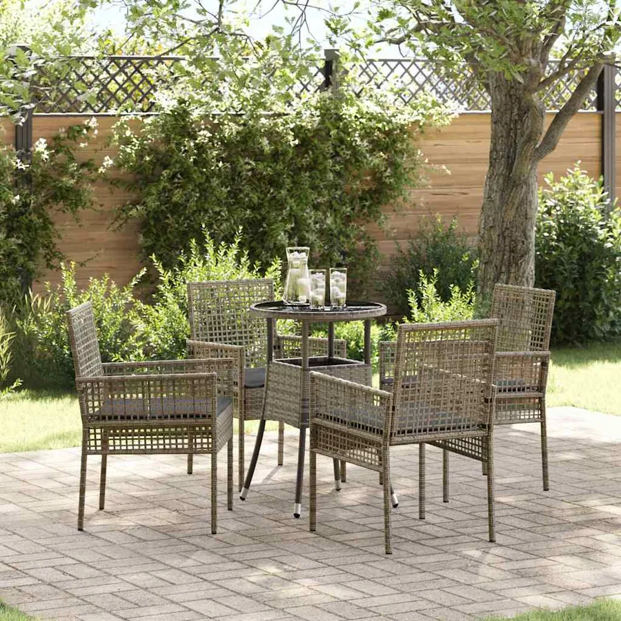 Ensemble de salle à manger pour jardin 5 pcs Gris polyrotin