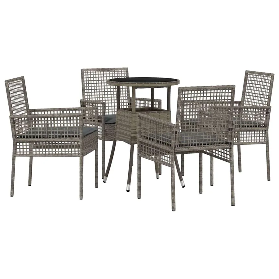 Ensemble de salle à manger pour jardin 5 pcs Gris polyrotin - 2