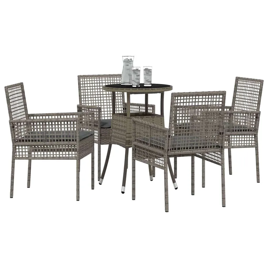 Ensemble de salle à manger pour jardin 5 pcs Gris polyrotin - 3