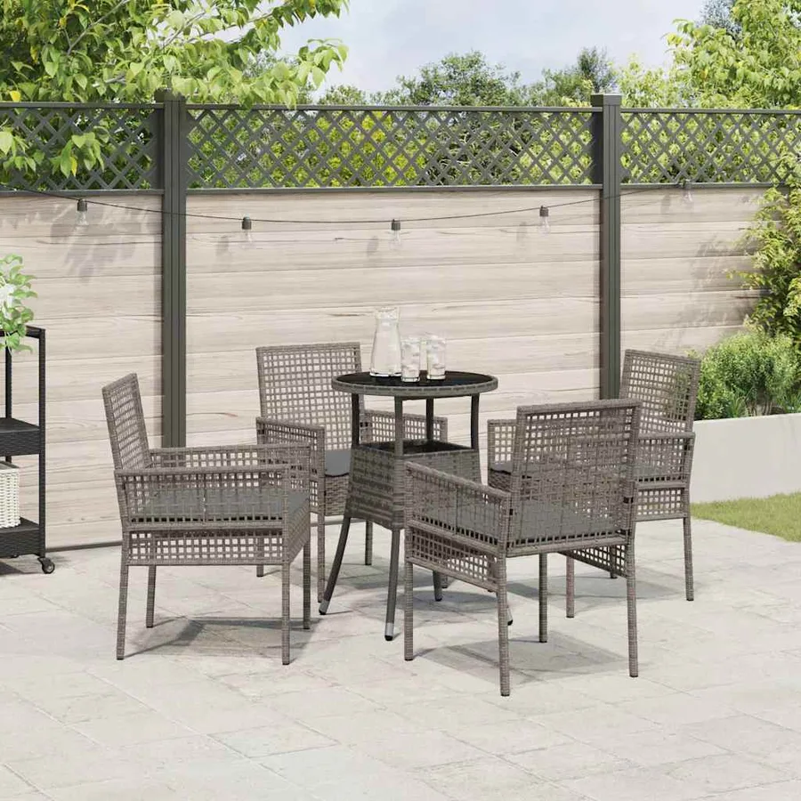 Ensemble de salle à manger pour jardin 5 pcs Gris polyrotin - 4