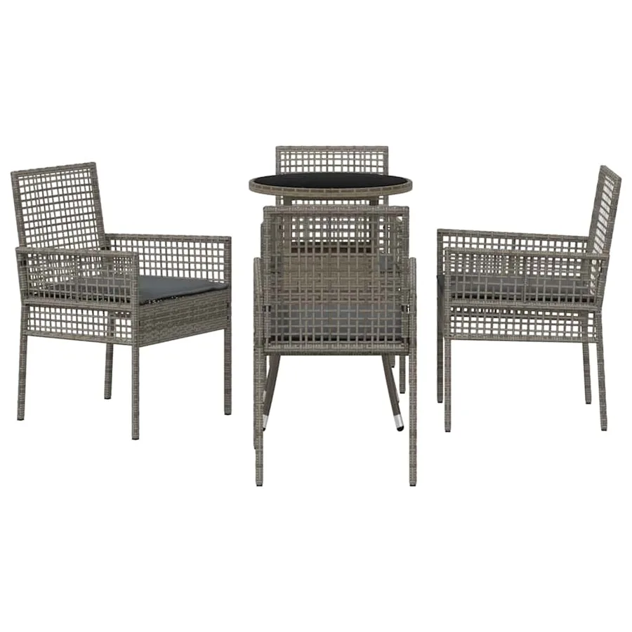 Ensemble de salle à manger pour jardin 5 pcs Gris polyrotin - 7