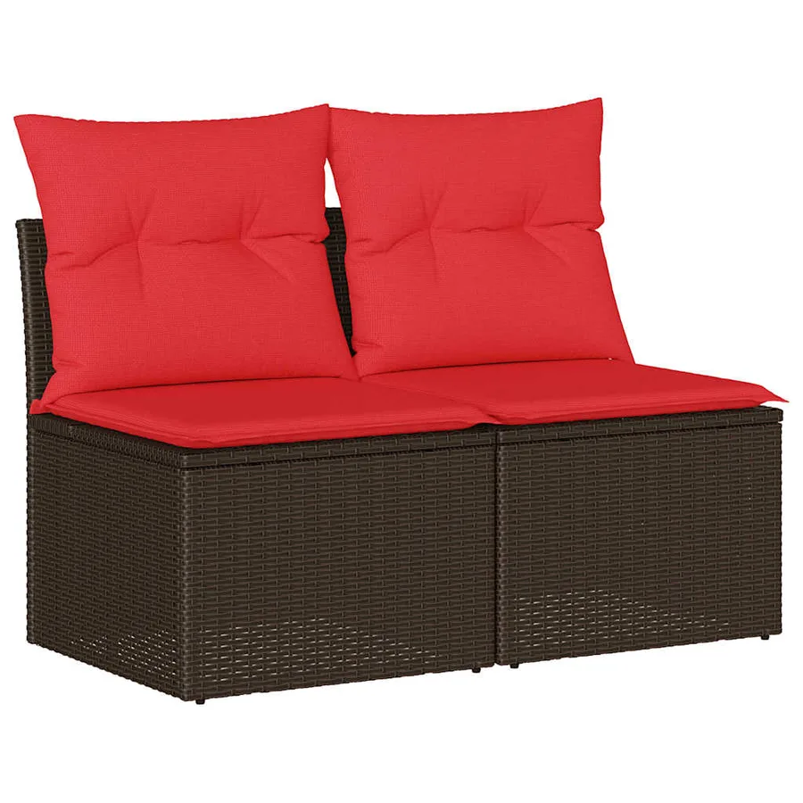 Salon de jardin avec coussins 2pcs marron résine tressée acacia - 2