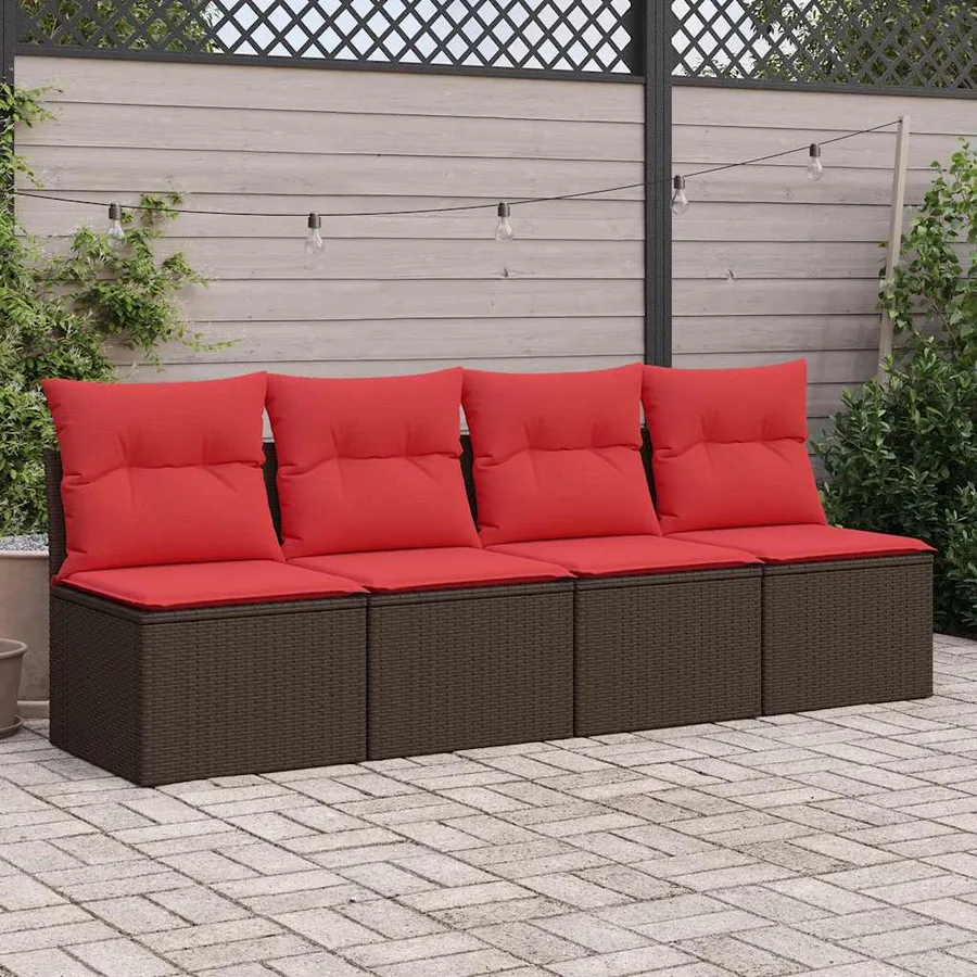 Salon de jardin avec coussins 2pcs marron résine tressée acacia - 3