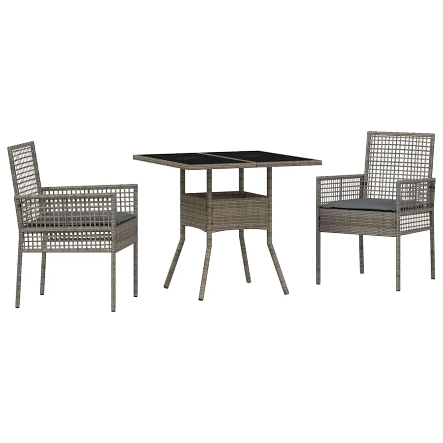 Ensemble de salle à manger pour jardin 3 pcs Gris polyrotin - 2