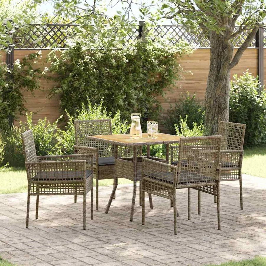 Ensemble de salle à manger pour jardin 5 pcs Gris polyrotin