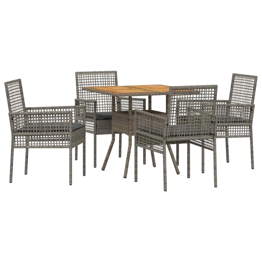 Ensemble de salle à manger pour jardin 5 pcs Gris polyrotin - 2