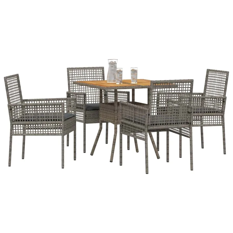 Ensemble de salle à manger pour jardin 5 pcs Gris polyrotin - 3