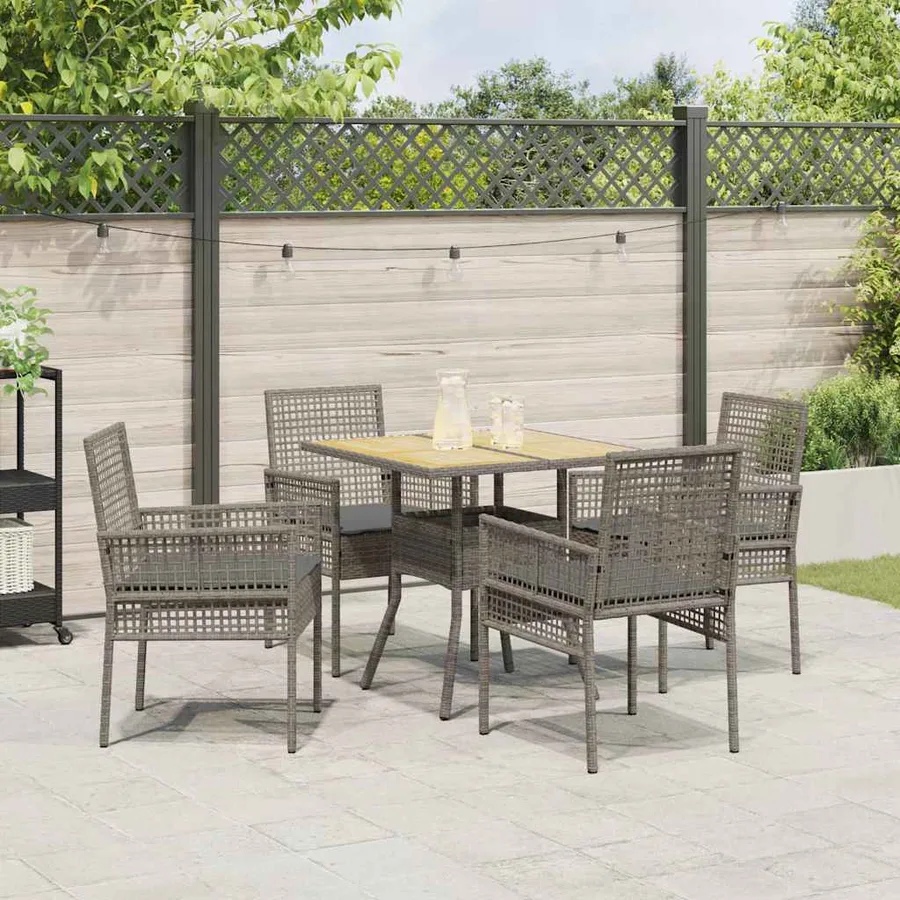 Ensemble de salle à manger pour jardin 5 pcs Gris polyrotin - 4
