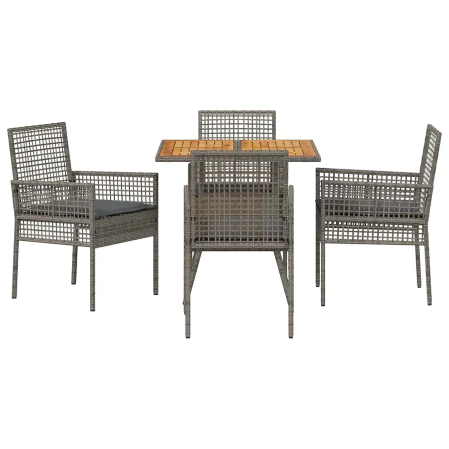 Ensemble de salle à manger pour jardin 5 pcs Gris polyrotin - 7
