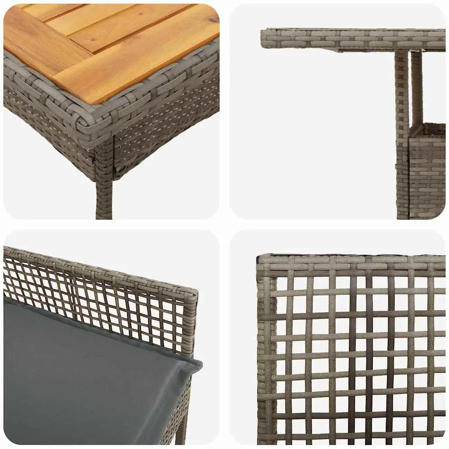 Ensemble de salle à manger pour jardin 5 pcs Gris polyrotin - 9