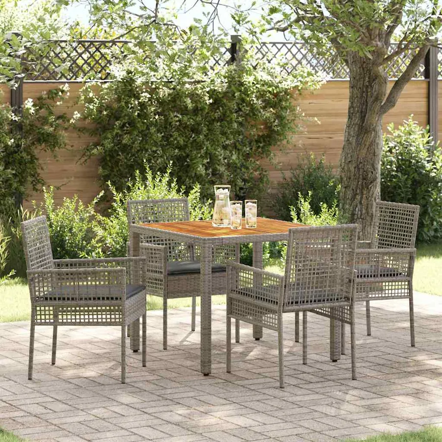 Ensemble de salle à manger pour jardin 5 pcs Gris polyrotin