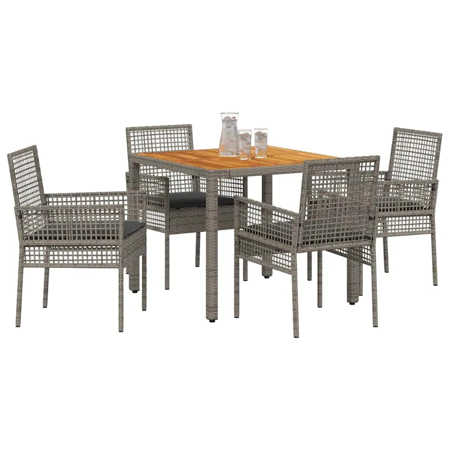 Ensemble de salle à manger pour jardin 5 pcs Gris polyrotin - 3